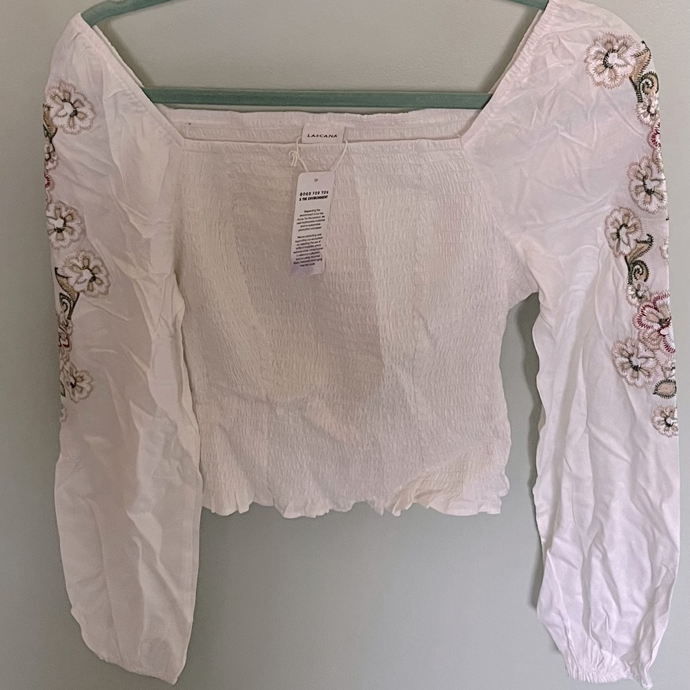 White Floral Embroidered Top